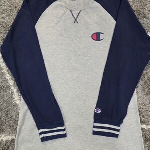 Champion Navy and Gray Long Sleeve Shirt